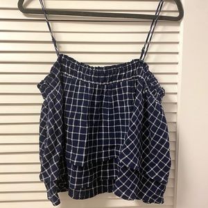 BP Navy/White Flowy Top